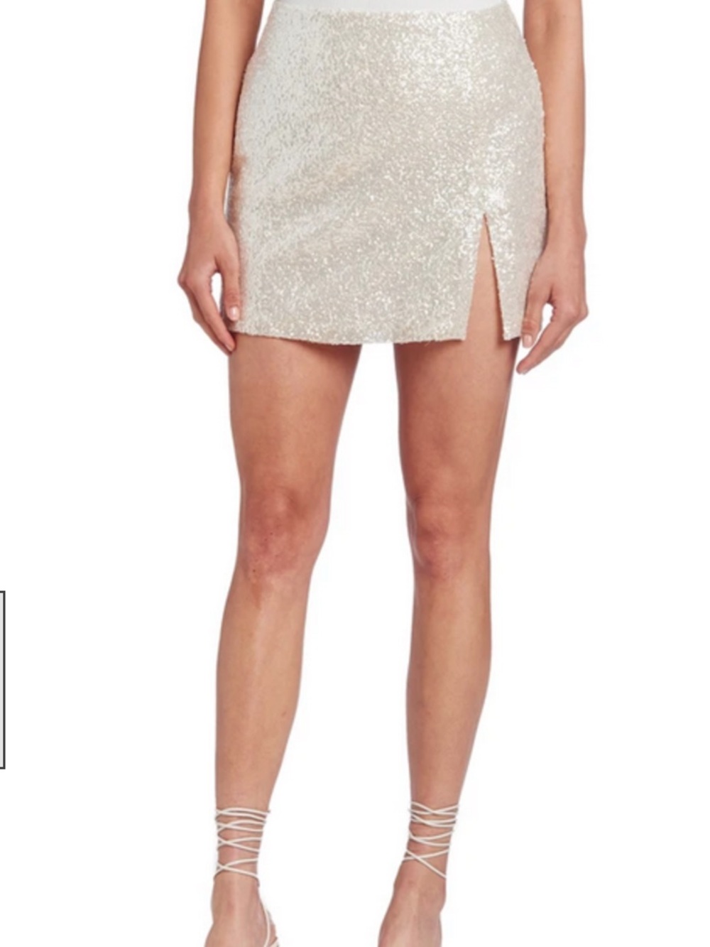 Amanda Uprichard Dale Ivory Sequin Slit Sexy Mini Skort Skirt Women's Size M